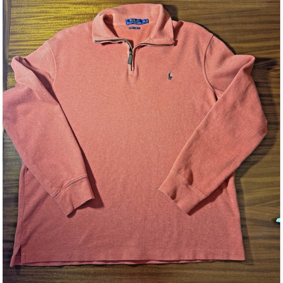 Polo Ralph Lauren Men's XL Rust Orange Estate Rib 1/4 Zip Pullover‎ 100% Cotton - Picture 1 of 10